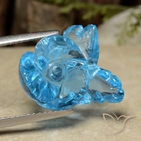 9,17 ctw natürlicher Swiss Blue Topas, Blumen-Schliff, Transparent