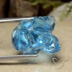 9,17 ctw natürlicher Swiss Blue Topas, Blumen-Schliff, Transparent