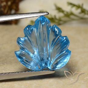 9,17 ctw natürlicher Swiss Blue Topas, Blumen-Schliff, Transparent
