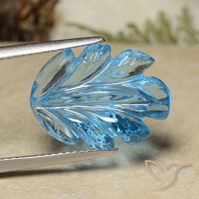 9,17 ctw natürlicher Swiss Blue Topas, Blumen-Schliff, Transparent