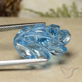 9,17 ctw natürlicher Swiss Blue Topas, Blumen-Schliff, Transparent