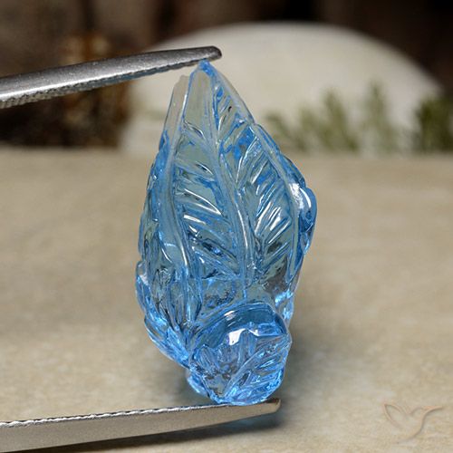 16.08ct Natürlicher Himmerlblau Topas, Blumen-Schliff, Transparent