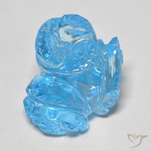 18.66ct Natürlicher Swiss Blue Topas, Blumen-Schliff, Transparent