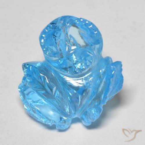 9,17 ctw natürlicher Swiss Blue Topas, Blumen-Schliff, Transparent