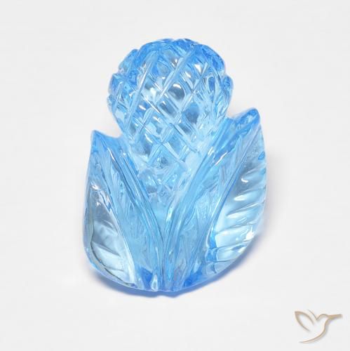 7.44ct Natürlicher Himmerlblau Topas, Blumen-Schliff, Transparent
