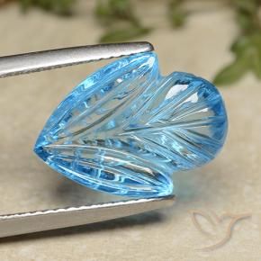 9,17 ctw natürlicher Swiss Blue Topas, Blumen-Schliff, Transparent