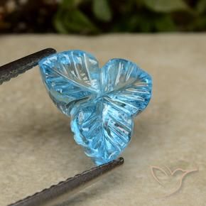 9,17 ctw natürlicher Swiss Blue Topas, Blumen-Schliff, Transparent