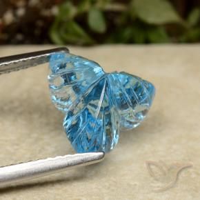 9,17 ctw natürlicher Swiss Blue Topas, Blumen-Schliff, Transparent