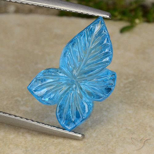8.01ct Natürlicher Swiss Blue Topas, Blumen-Schliff, Transparent
