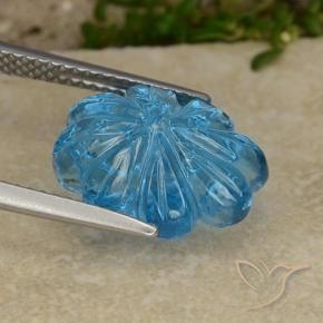 9,17 ctw natürlicher Swiss Blue Topas, Blumen-Schliff, Transparent