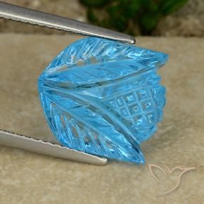9,17 ctw natürlicher Swiss Blue Topas, Blumen-Schliff, Transparent