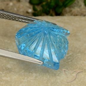9,17 ctw natürlicher Swiss Blue Topas, Blumen-Schliff, Transparent