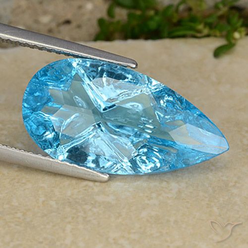 8.47ct Natürlicher Swiss Blue Topas, Birnenform, Transparent