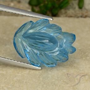 9,17 ctw natürlicher Swiss Blue Topas, Blumen-Schliff, Transparent