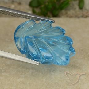 9,17 ctw natürlicher Swiss Blue Topas, Blumen-Schliff, Transparent