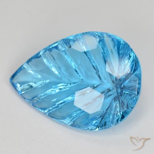 6.79ct Natürlicher Swiss Blue Topas, Birnenform, Transparent