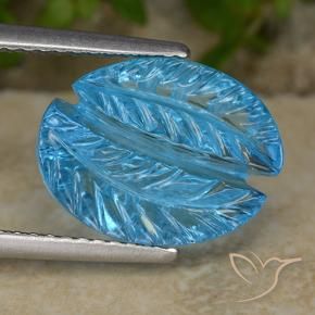 9,17 ctw natürlicher Swiss Blue Topas, Blumen-Schliff, Transparent