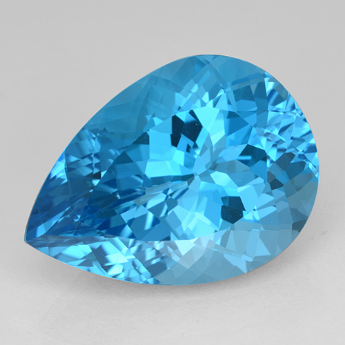 26,49 ctw natürlicher blauer Topas, Birnenform, IF