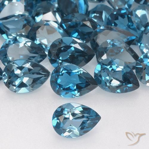 0.79ct Natürlicher London Blau Topas, Birnenform, VVS-VS