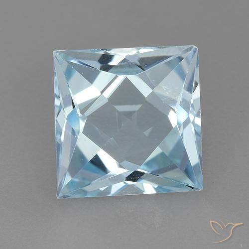 3.25ct Natürlicher Himmerlblau Topas, Quadrat, VVS-VS