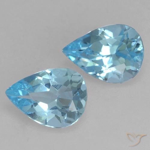 1.53 ct natürliche Swiss Blue Topas-Edelsteine, Birnenform, VVS-VS