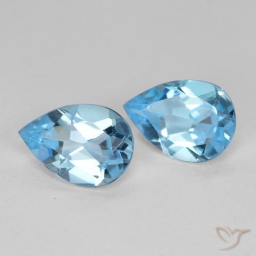1.57 ct natürliche Swiss Blue Topas-Edelsteine, Birnenform, VS