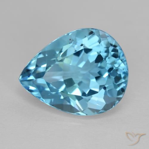 14.30ct Natürlicher Swiss Blue Topas, Birnenform, VVS-VS