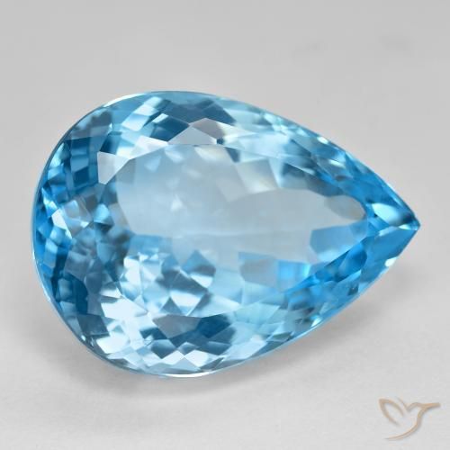 26,91 ctw natürlicher blauer Topas, Birnenform, VVS-VS