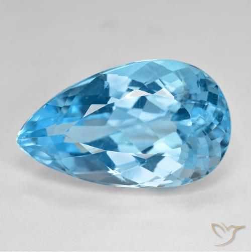 21.44ct Natürlicher Swiss Blue Topas, Birnenform, VS