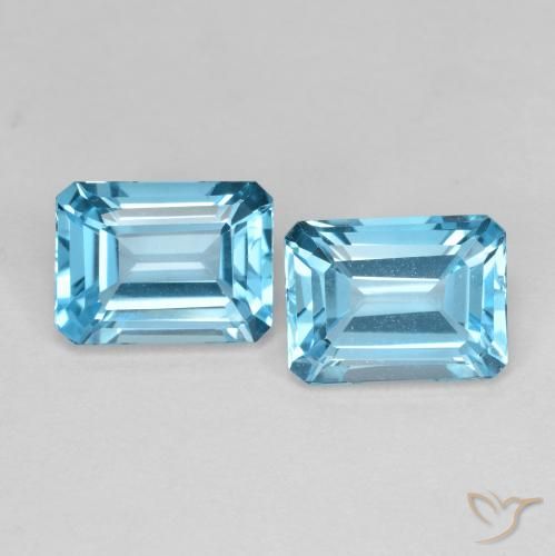 3.93ctw Natürlicher Swiss Blue Topas, Smaragdschliff, VS
