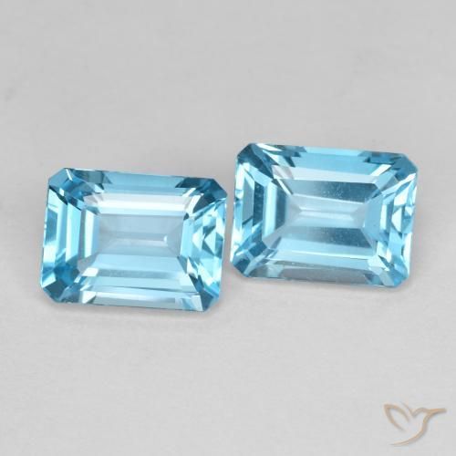 3.93 ct natürliche Swiss Blue Topas-Edelsteine, Oktagonschliff, VS