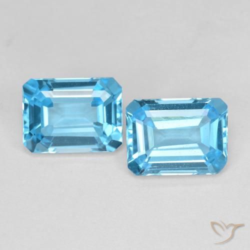 3,84 ct natürliche Swiss Blue Topas-Edelsteine, Smaragdschliff, VS
