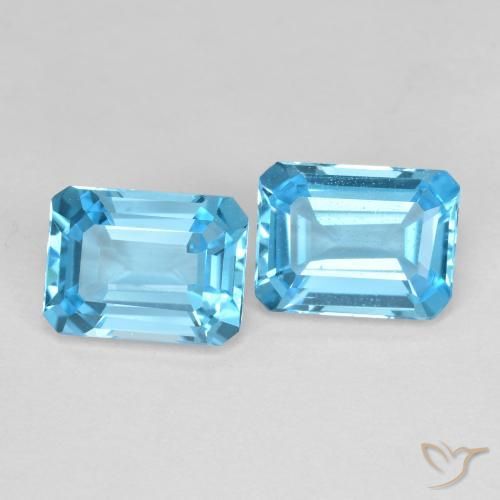 3,84 ct natürliche Swiss Blue Topas-Edelsteine, Smaragdschliff, VS