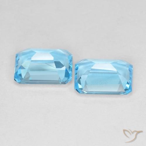 3,84 ct natürliche Swiss Blue Topas-Edelsteine, Smaragdschliff, VS