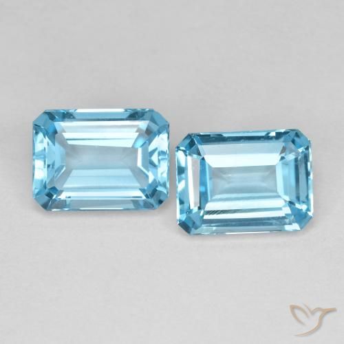 3.90ctw Natürlicher Swiss Blue Topas, Smaragdschliff, VVS-VS