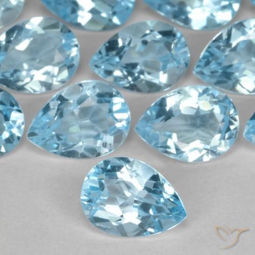 0.76ct Natürlicher Swiss Blue Topas, Birnenform, VVS-VS