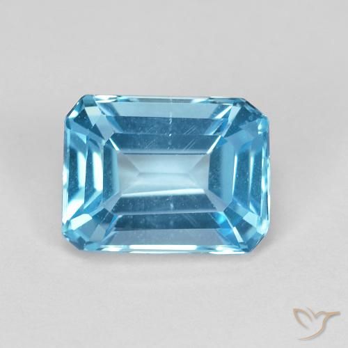 2.08ct Natürlicher Swiss Blue Topas, Oktagonschliff, VVS, Photo A