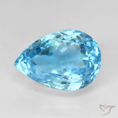 16.12ct Natürlicher Swiss Blue Topas, Birnenform, VVS