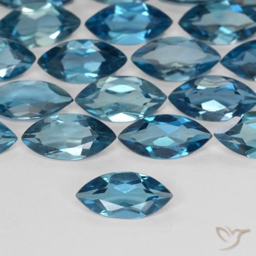 1.10ct Natürlicher London Blau Topas, Marquise, VS