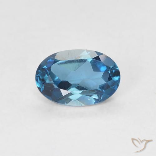 0.60ct Natürlicher London Blau Topas, Oval, VVS