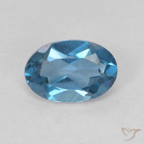 0.56ct Natürlicher London Blau Topas, Oval, VVS-VS