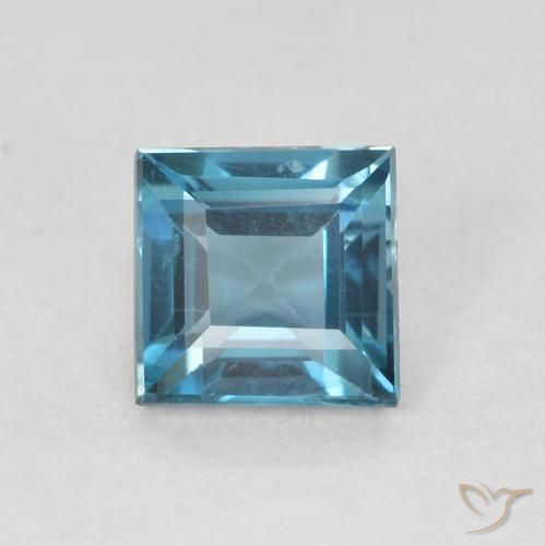 0.61ct Natürlicher London Blau Topas, Quadrat, VVS