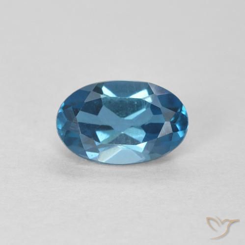0.61ct Natürlicher London Blau Topas, Oval, VVS-VS