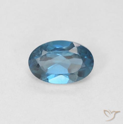 0.61ct Natürlicher London Blau Topas, Oval, VVS-VS