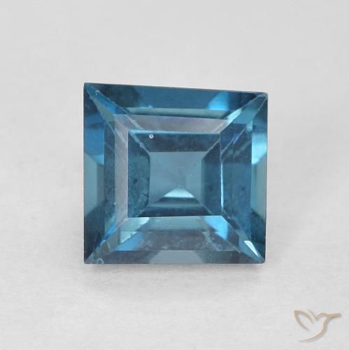 0.67ct Natürlicher London Blau Topas, Quadrat, VVS-VS