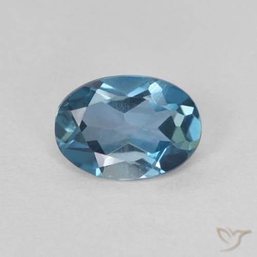 0.75ct Natürlicher London Blau Topas, Oval, VVS-VS