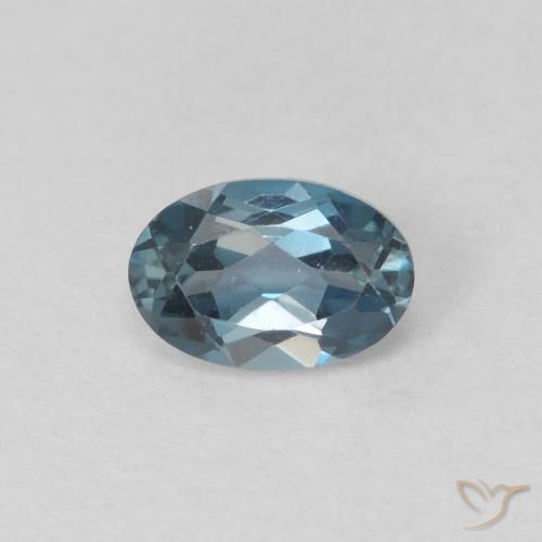 0.64ct Natürlicher London Blau Topas, Oval, VVS