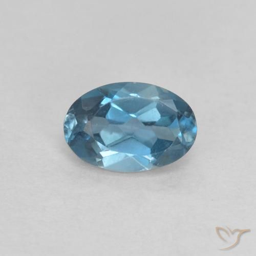 0.64ct Natürlicher London Blau Topas, Oval, VVS
