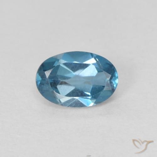 0.64ct Natürlicher London Blau Topas, Oval, VVS
