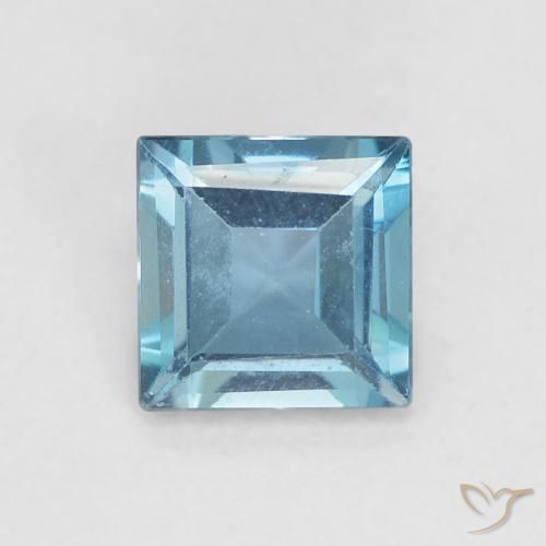 0.64ct Natürlicher London Blau Topas, Quadrat, VVS